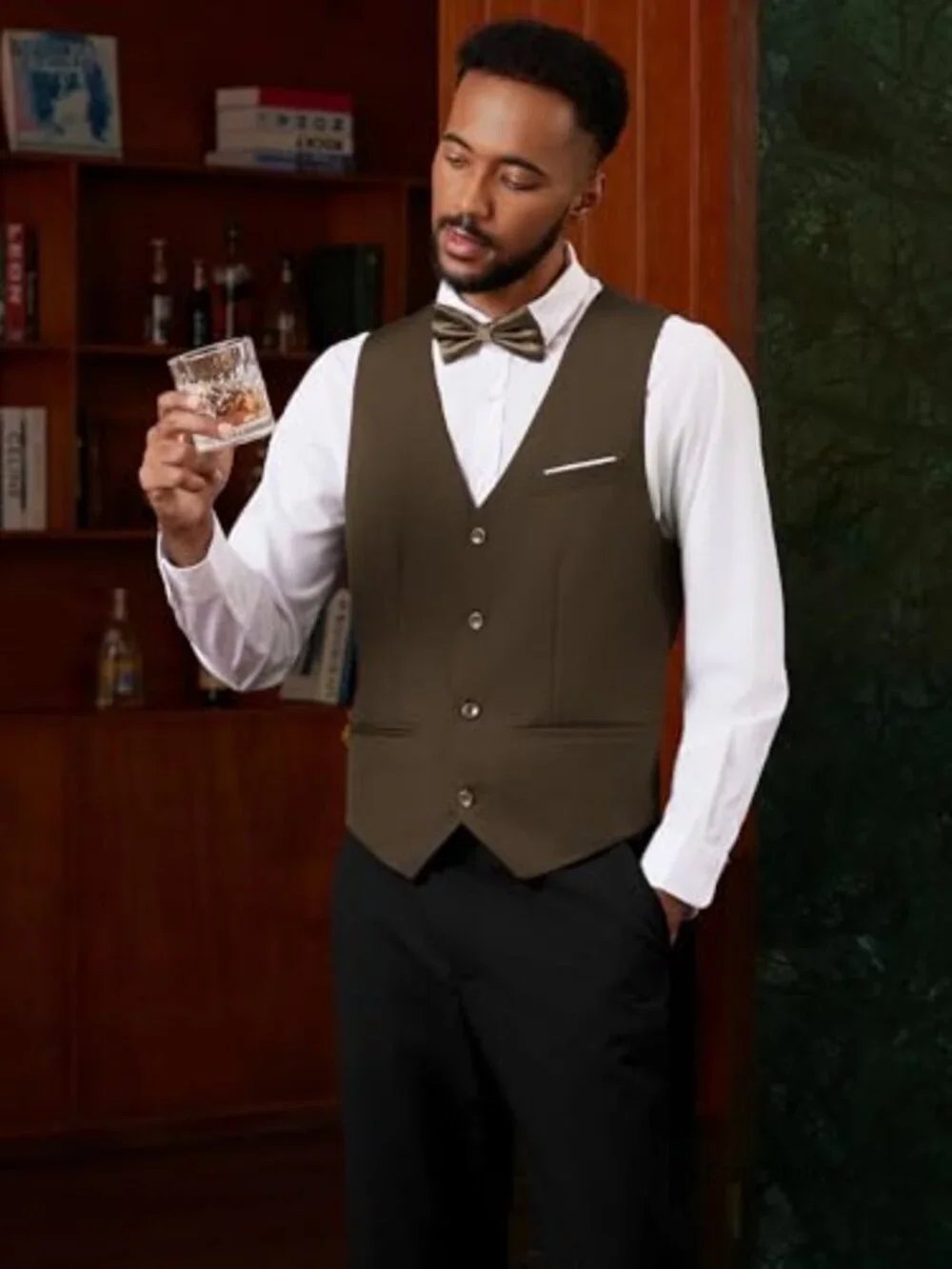 Men's Slim Fit Suit Vest 4-Button Sleeveless Waistcoat Formal Business